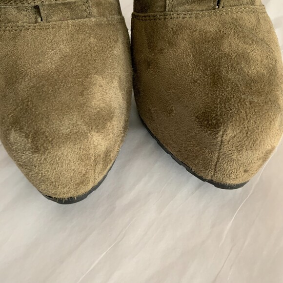 Brian Atwood All Leather Niki Platform Boots Green Military Ankle 38 - Picture 15 of 16